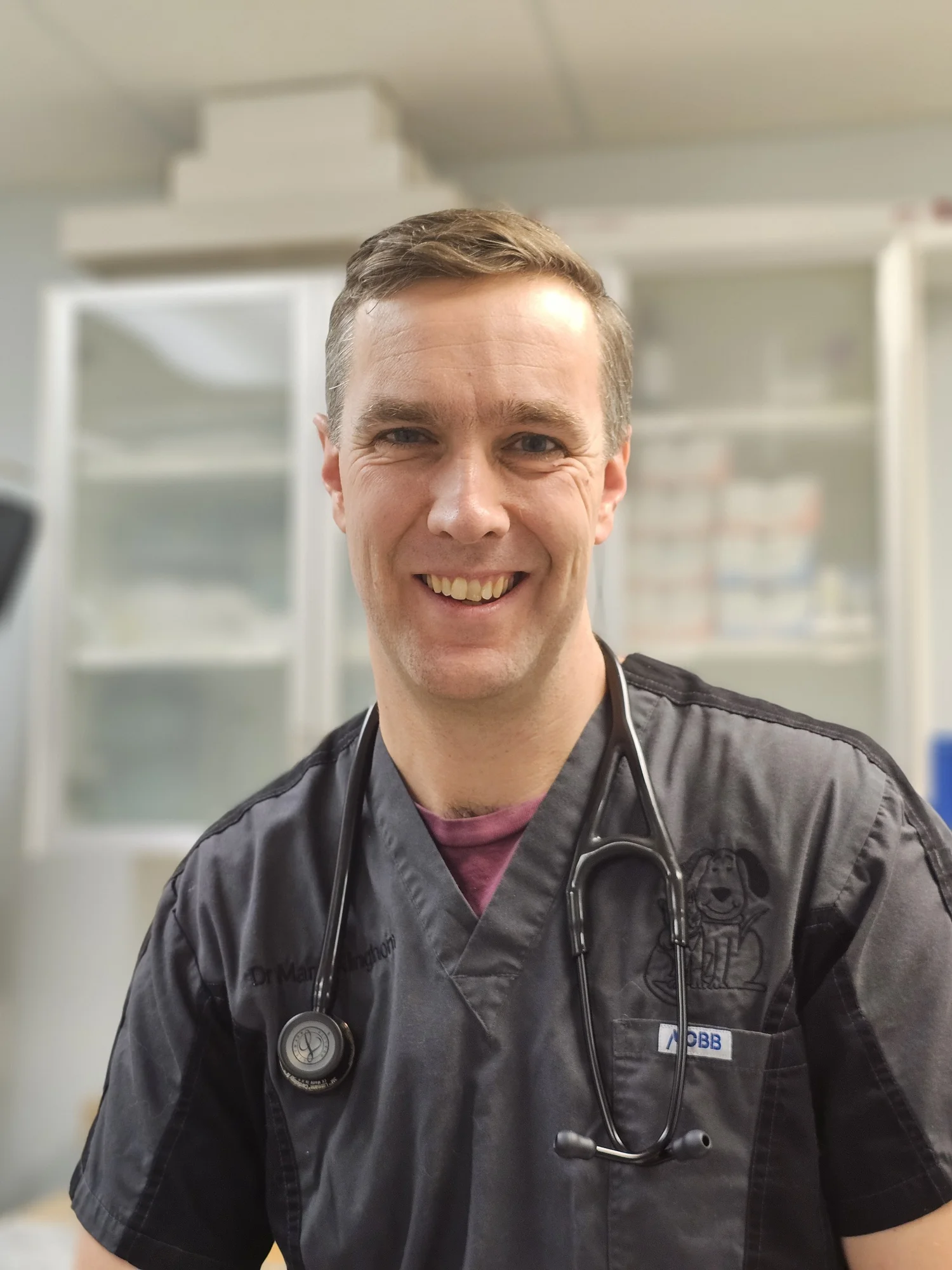 Dr. Mark Kinghorn, DVM, in his clinic